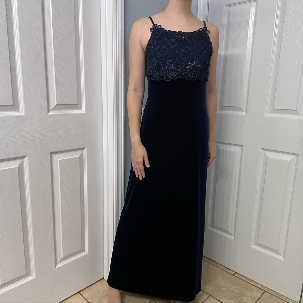 Vintage 1990s Formal Dress Long Blue Glitter Whimsigoth Fairy Prom Size Small
